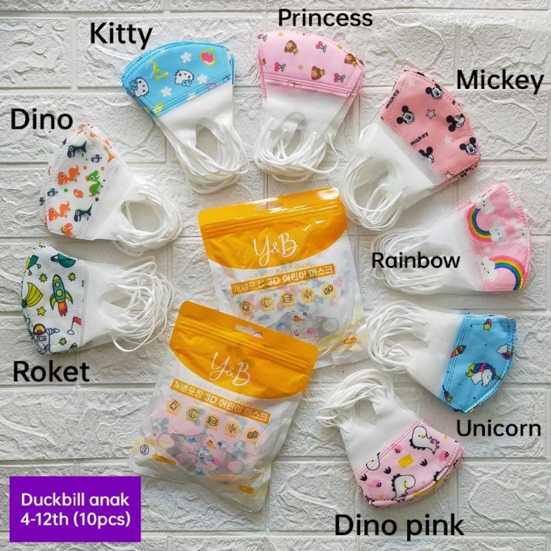 masker Dukcbill anak y&b maker Duckbill isi 10 picis per SASET