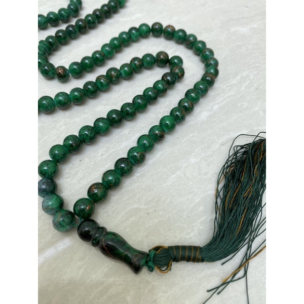 TASBIH TASBEH BATU GIOK ULIR EMAS PREMIUM 99 BUTIR 8 MM