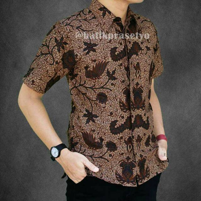 BSWART Batik HRB026 kenongo kemeja panjang anjani biru Pekalongan M L XL Batik Pria MURAH Modern Grosir