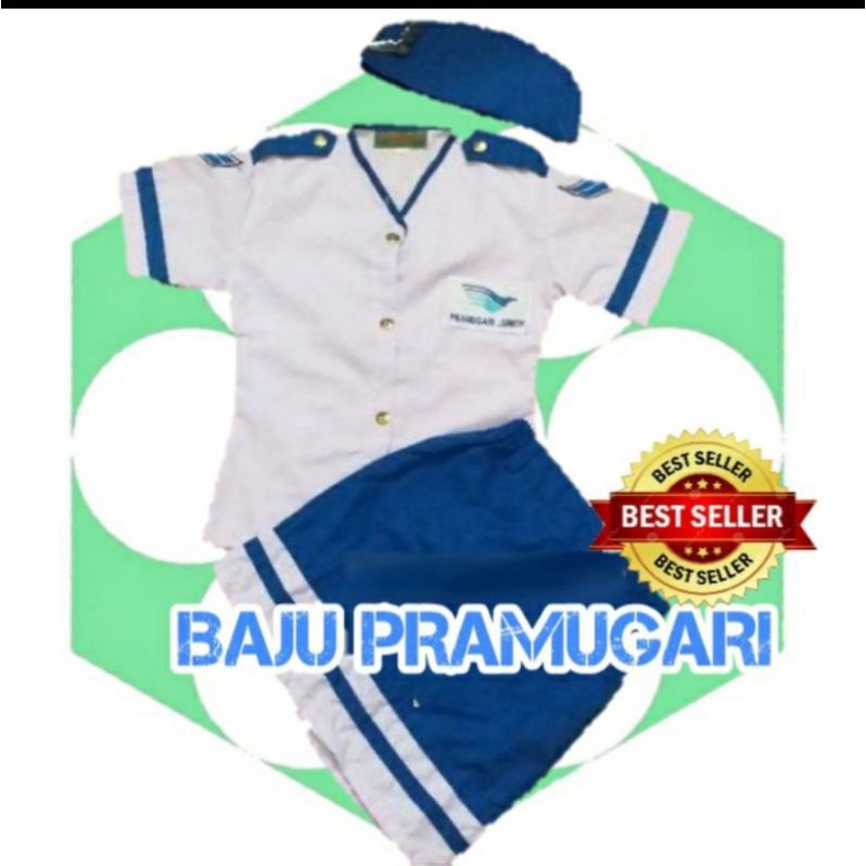 BAJU PRAMUGARI BIRU PUTIH DENGAN SYAL/BAJU PRAMUGARI TK/SD