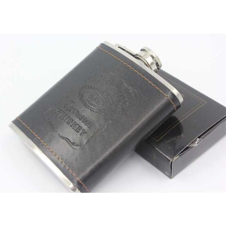 (BISA COD) RVOSTR  Botol Bir Hip Flask Stainless dengan Shot Glass 7Oz