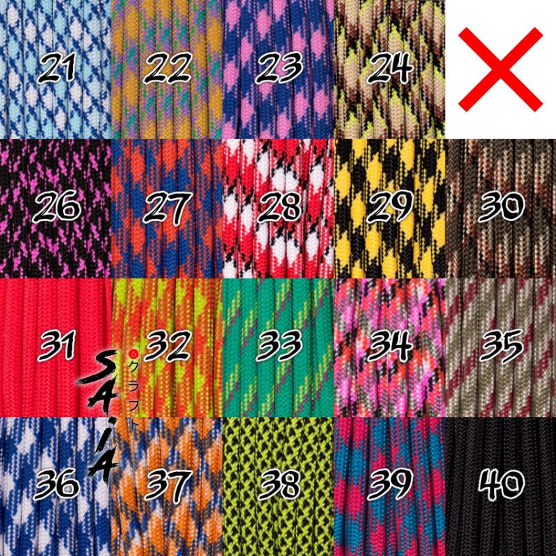 Tali paracord 4mm untuk membuat kerajinan gelang lanyard gantungan #21-40 | SAIA CRAFT