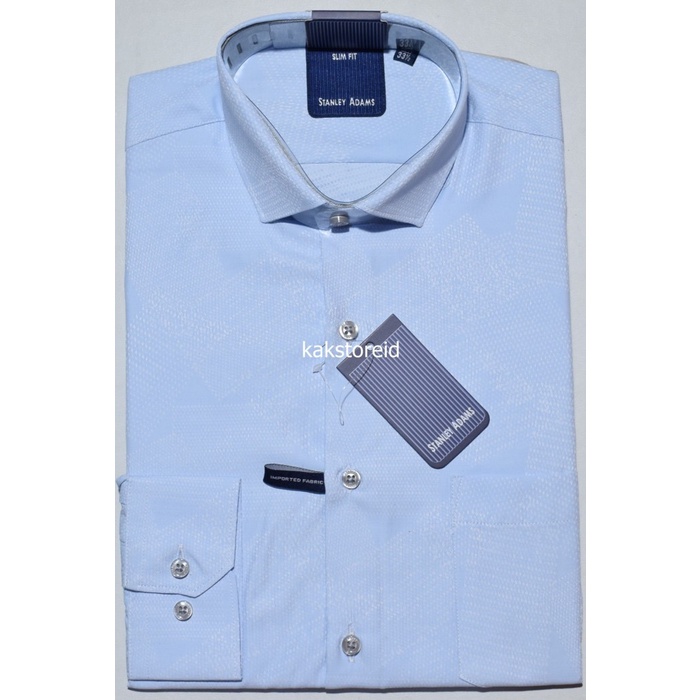 Kemeja pria STANLEY ADAMS Kemeja Pria Lengan Panjang Biru Muda Slimfit SAS 172 - 16 hitam terbaru te