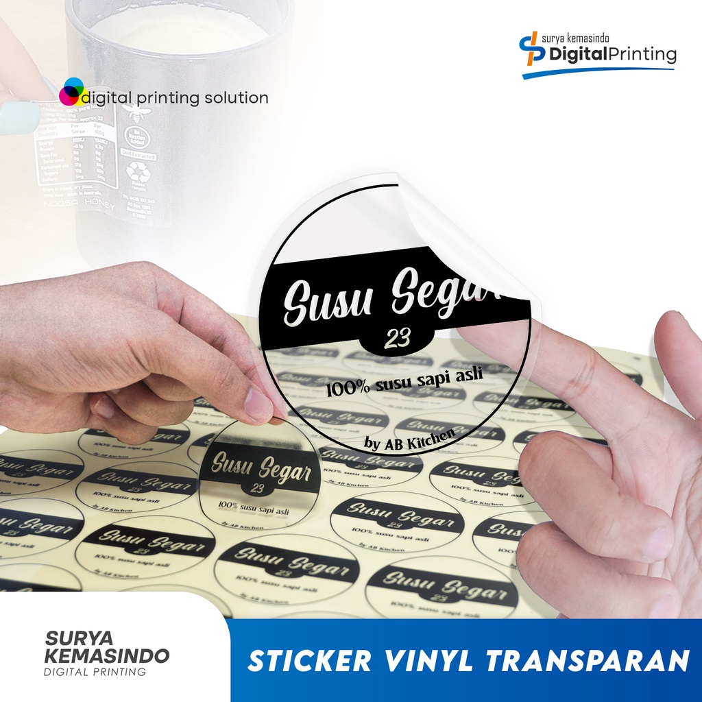 

Sticker Vinyl Transparan (CUSTOM) - Sticker Anti Air - Sticker Label Custom - Sticker Botol Minuman - Jaya Pakaging