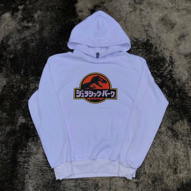 Jaket Sweater Hoodie Pria H&M Jurassic Park Putih