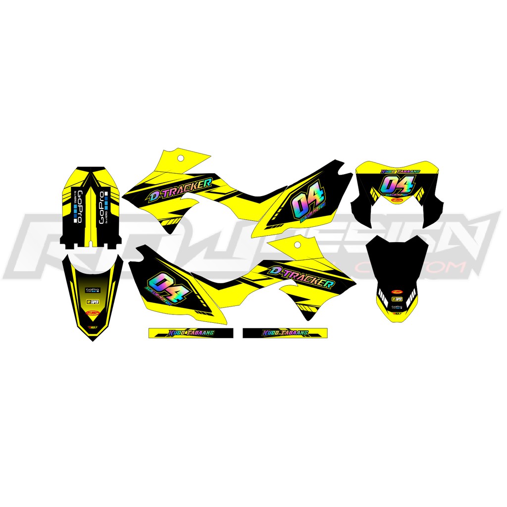 DECAL STICKER DTRACKER 150 SE/NEW (018) DEKAL STIKER KUNING HITAM WARNA HOLOGRAM
