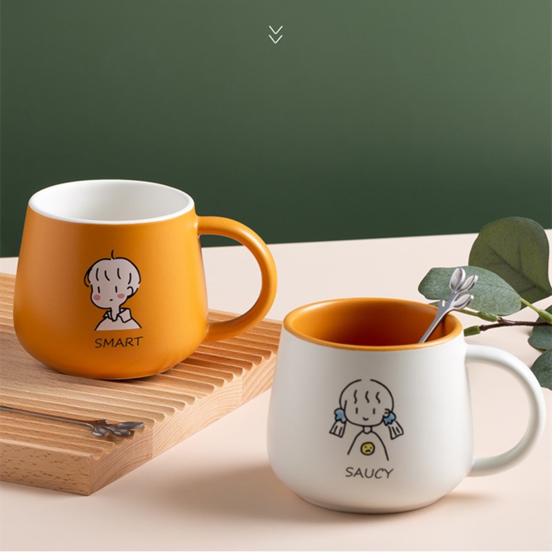 Mug Kartun Avatar dengan Sendok Cangkir Kopi Susu Anime Kawaii