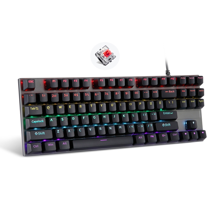 Vivi Keyboard Gaming Mekanikal 87 Tombol Antighosting Dengan Backlight RGB / Biru / Merah