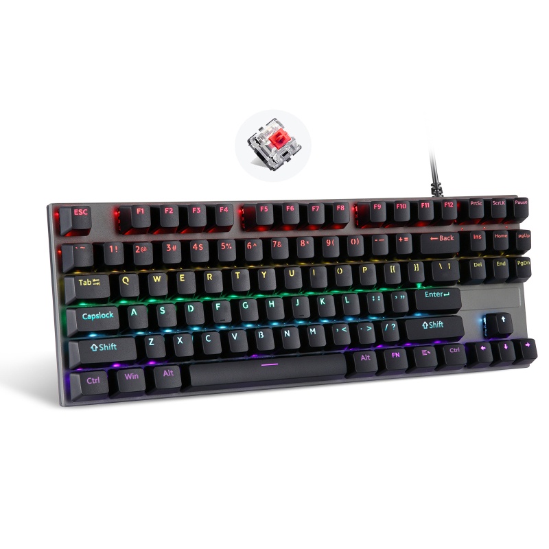 Vivi Keyboard Gaming Mekanikal 87 Tombol Antighosting Dengan Backlight RGB / Biru / Merah