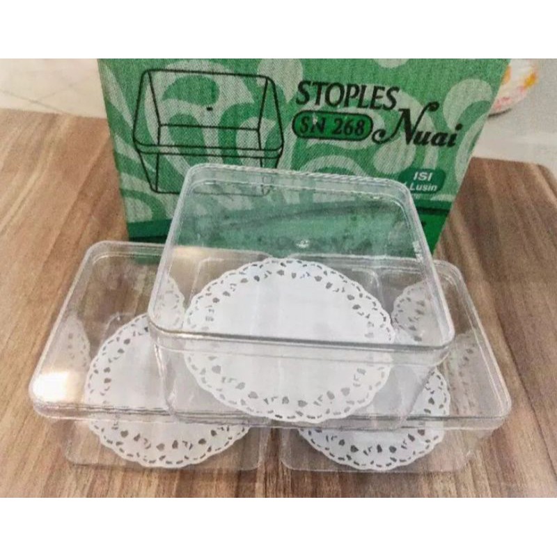 Toples Segi Kue Kering 12 Buah 250 Gram Toples Dessert Box Tebal
