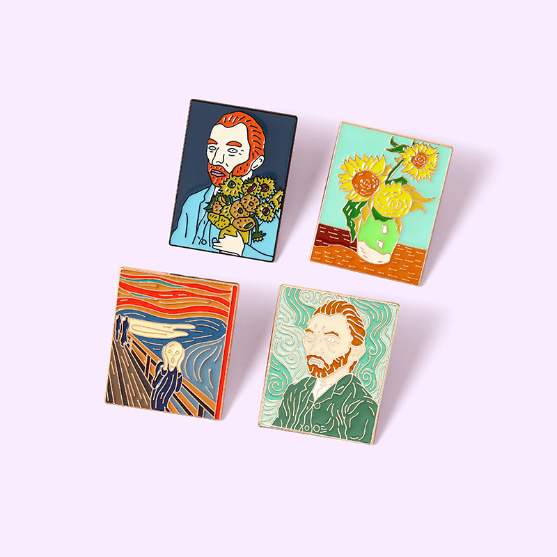 Bros Pin Desain Lukisan Minyak Bunga Matahari Van Gogh Untuk Hadiah Teman