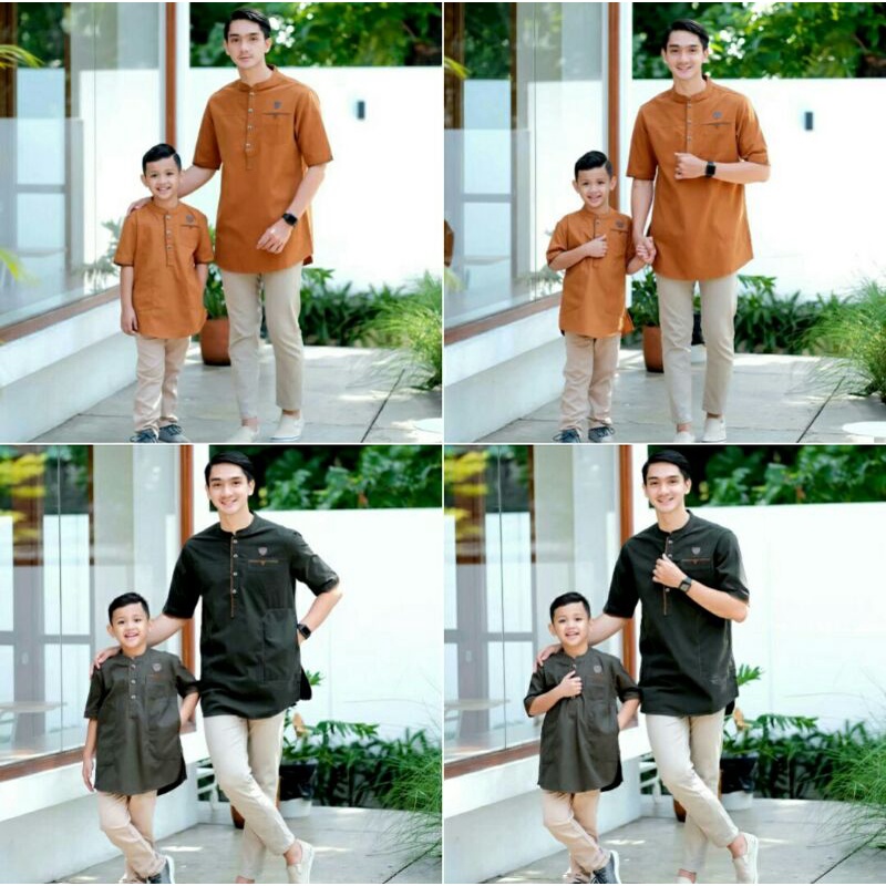 Koko Couple Ayah Dan Anak Laki-laki Bahan Katun Washing Koko Kasual Atasan Pria Koko Kurta Couple Ke
