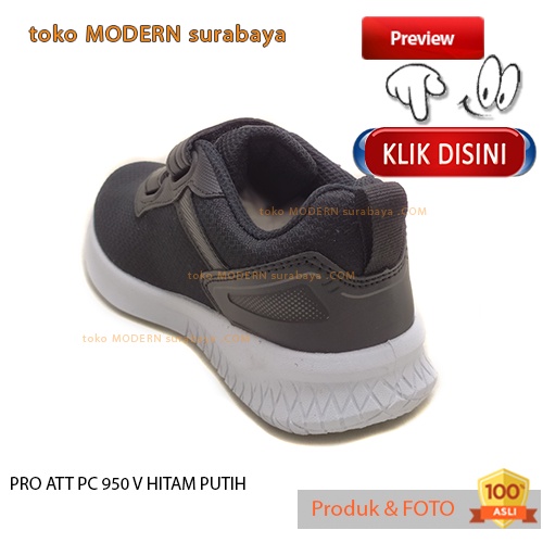 Sepatu anak sekolah sepatu sneaker velcro PRO ATT PC 950 V HITAM PUTIH