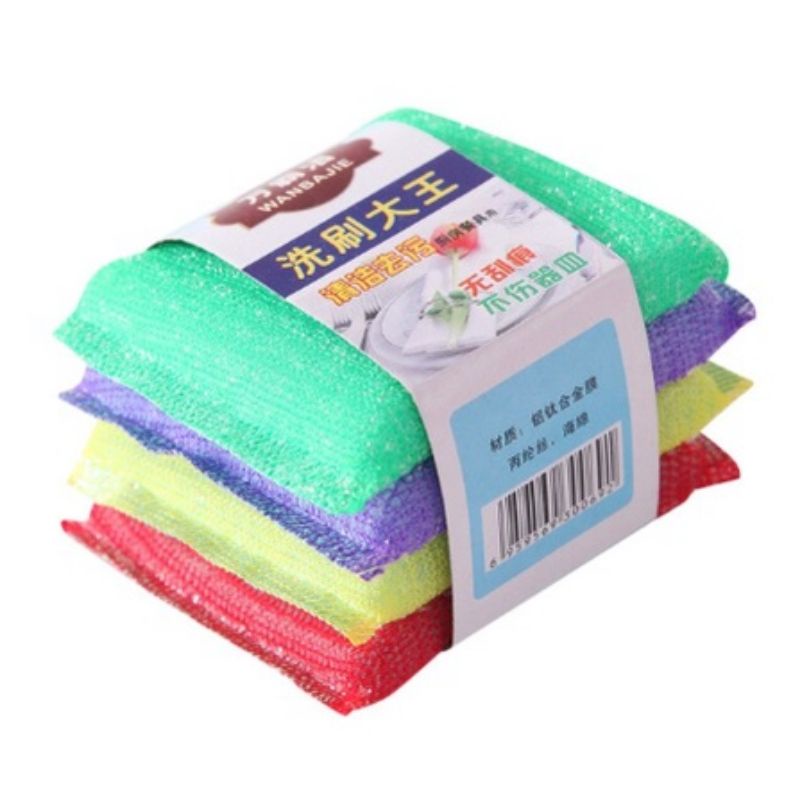 Spon Cuci Piring Isi 4pcs Serbaguna Sponge Busa Cuci Gelas Warna Warni MS88