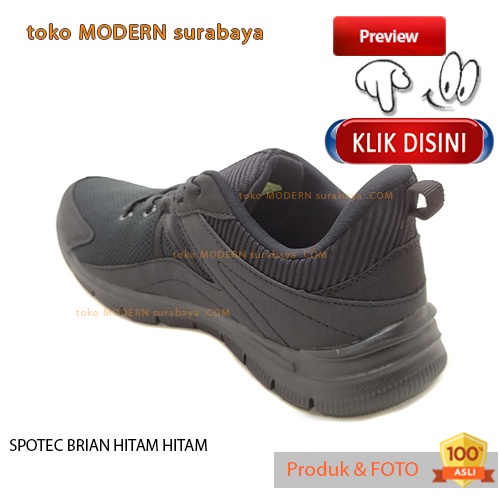 SPOTEC BRIAN HITAM HITAM sepatu pria sepatu casual sneakers