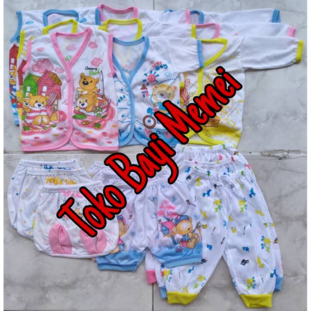 Paket baju bayi dan celana bayi MINI 3 isi 18 pcs bahan katun