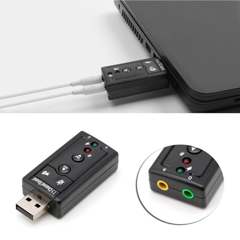 Btsg Adapter Sound Card Eksternal 7.1 Channel 3d Warna Hitam Untuk Pc / Laptop