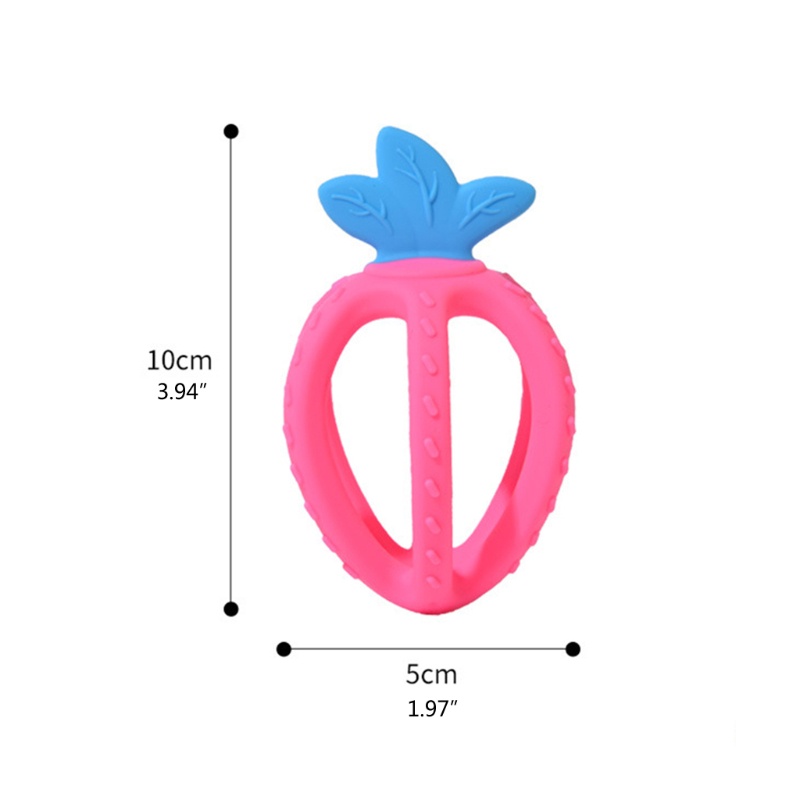 Mary Mainan Teether Bentuk Strawberry Bahan Silikon Untuk Bayi