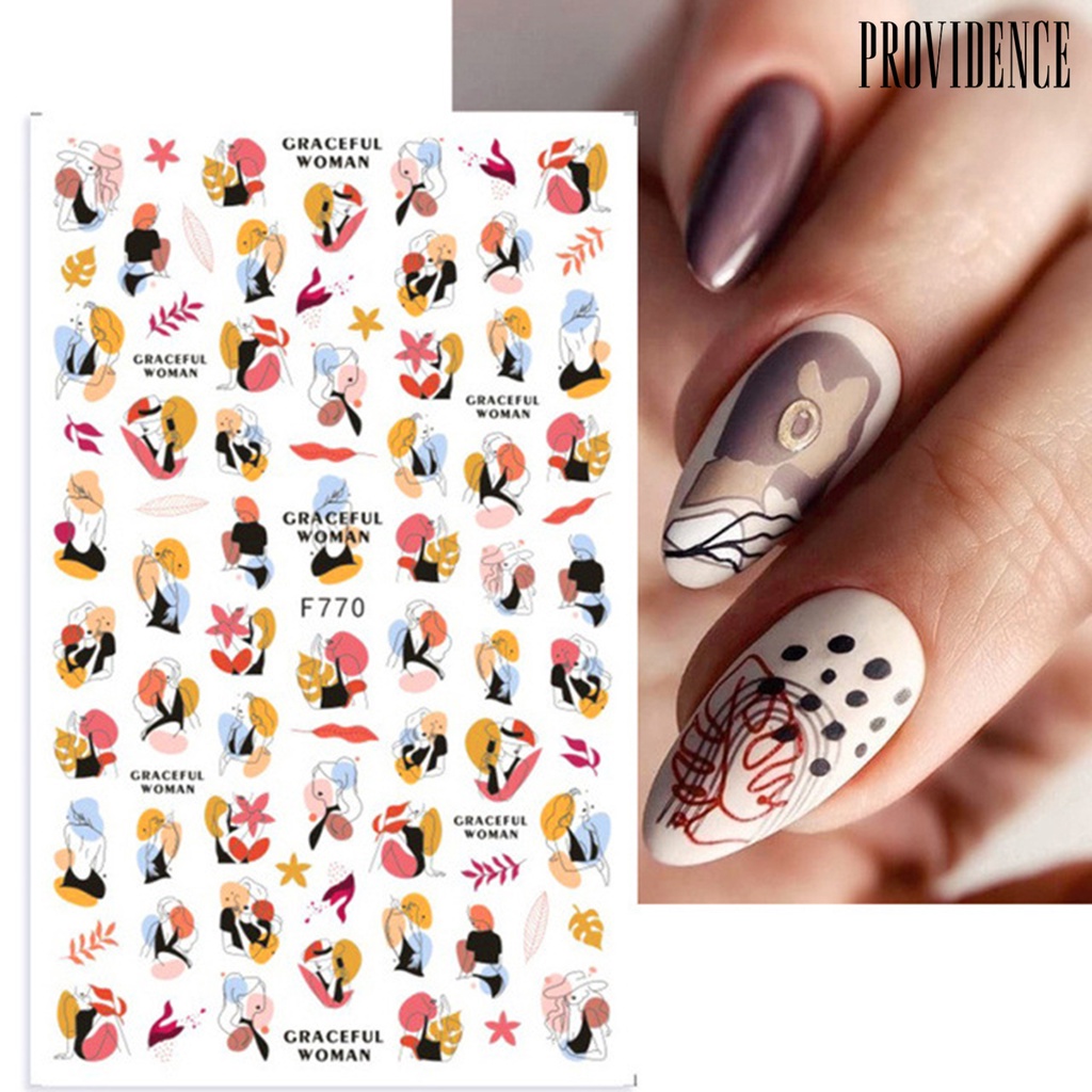 Providence 5Pcs Manicure Decal Delicate Compact Safe Colored Abstract Lines Nail Art Transfer Sticker for Women