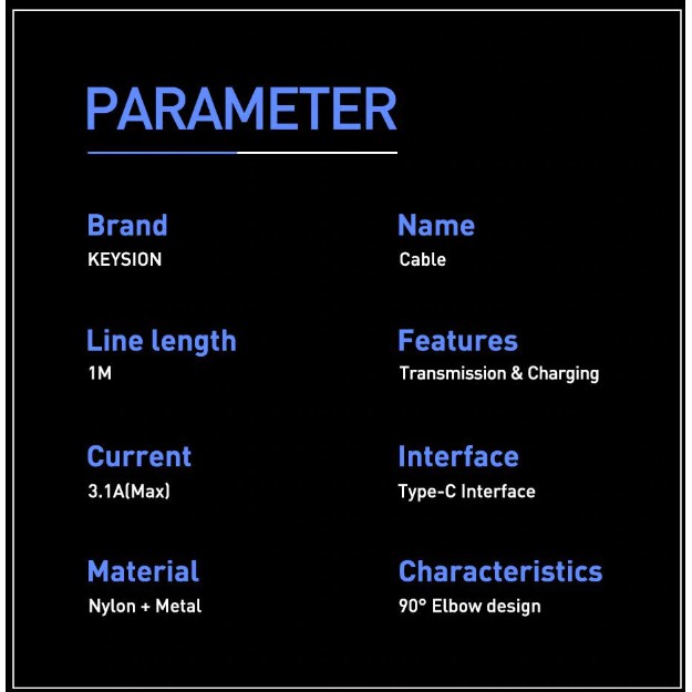 Kabel data cas KEYSION L type usb cable Fast Charging  - bergaransi 6 bulan