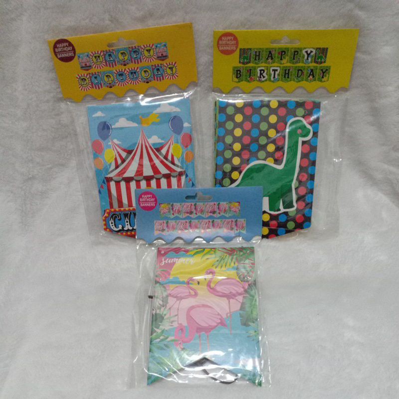 Banner HAPPY BIRTHDAY Circus/Dino/Jungle/Animal/Flamingo