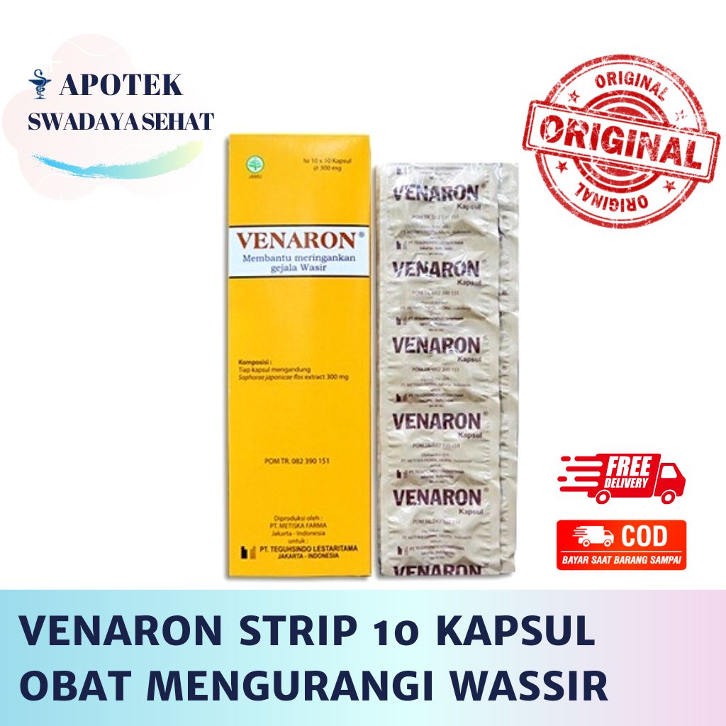 VENARON STRIP 10 KAPSUL 300 MG - Obat Mengurangi Gejala Wassir Varises Wasir Nyeri BABA Fenaron