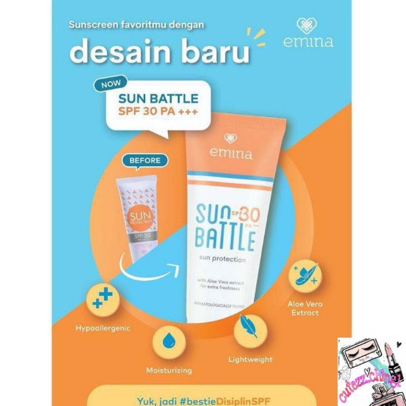 ☃Cutezz_Ching1☃Emina Sun Battle Spf 30 PA+++ -FUN SIZE 23ML