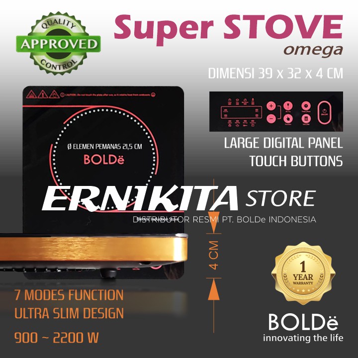 BOLDe SUPER STOVE OMEGA - Kompor Elektik Digital Fuzzy Control Slim Design