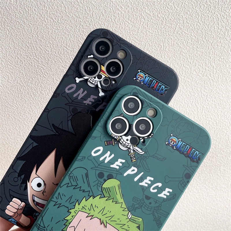 cartoon one piece case iphone 11 pro max 13 12 pro max cute case XR Xs max 7 8 plus se2020 square pattern soft shell shockproof case