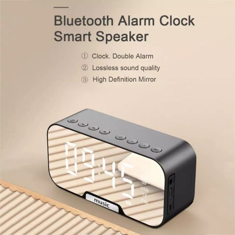 JAM MEJA DIGITAL / JAM ALARM Q5 BLUETOOTH SPEAKER MIRROR DISPLAY