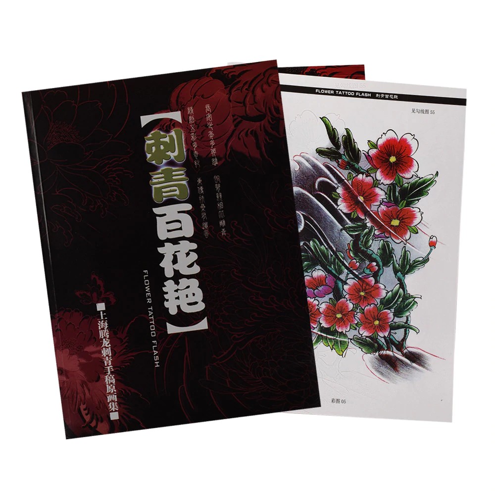 

PRODUK IMPORT Tattoo Supplies Reference Book Instruction Sheet Flash Art Flower Pattern Tattoo Body