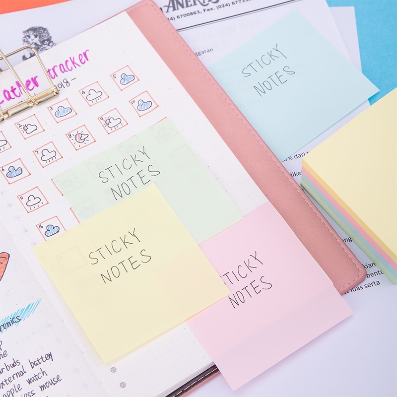 Deli Sticky Notes 100 Lembar Notepad Catatan Tempel 4 Warna 3 inci Dapat Digunakan Kembali Memo Notes