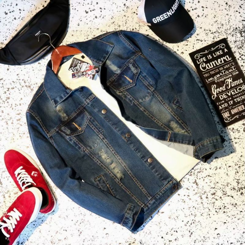 JAKET JEANS PRIA - JAKET DENIM PRIA - JAKET JEANS - JAKET PRIA - JAKET JEANS SANDWASH &amp; BISA COD