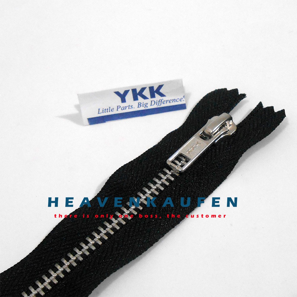 Resleting YKK Gigi Besi 6 inch/15,2 cm Hitam-Silver