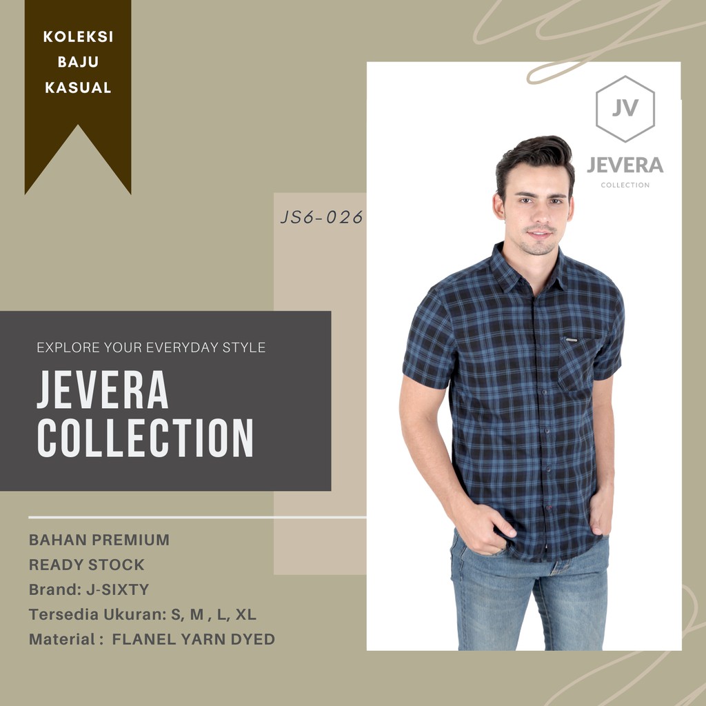 Kemeja Distro Lengan Pendek Pria Terbaru J-Sixty JS6-026