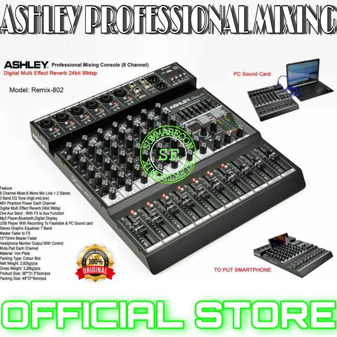 mixer audio ashley 8 channel original ashley remix 802 bluetooth usb
