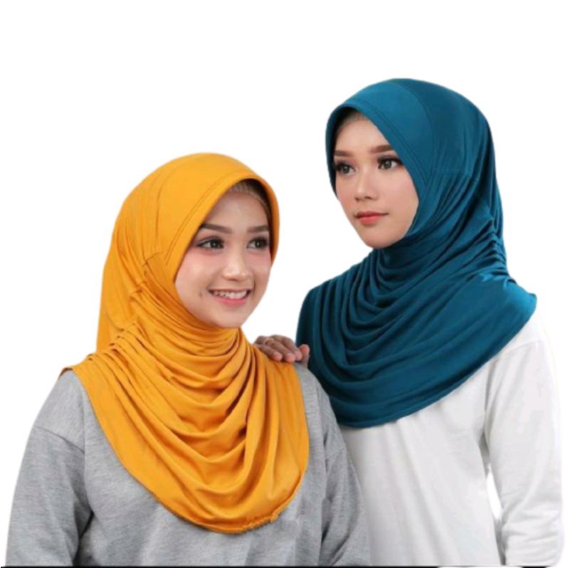 Jilbab Instan Rumana Polos |Hijab Kerut Kiri Kanan