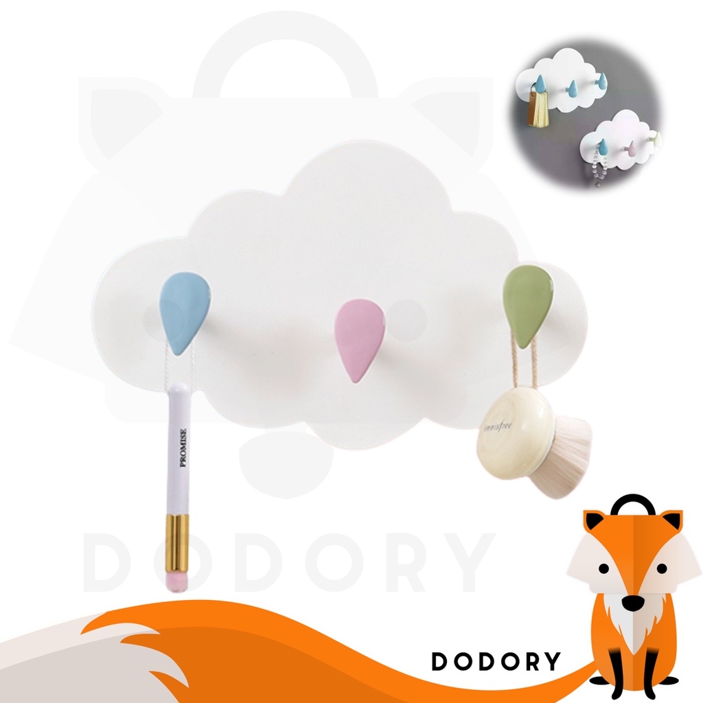 DODORY HL0339 gantungan hook motif awan 3 kait / gantungan dapur kamar mandi multi fungsi