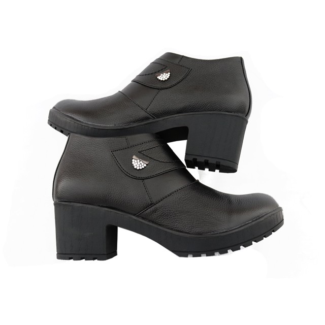 Sepatu Wanita Ankle Boots Block Heel Pantofel Low Boots  Hitam Vonnie