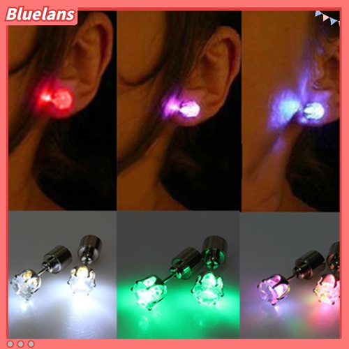 Anting Stud Hias Berlian Imitasi Dengan Lampu LED Untuk Pesta Natal