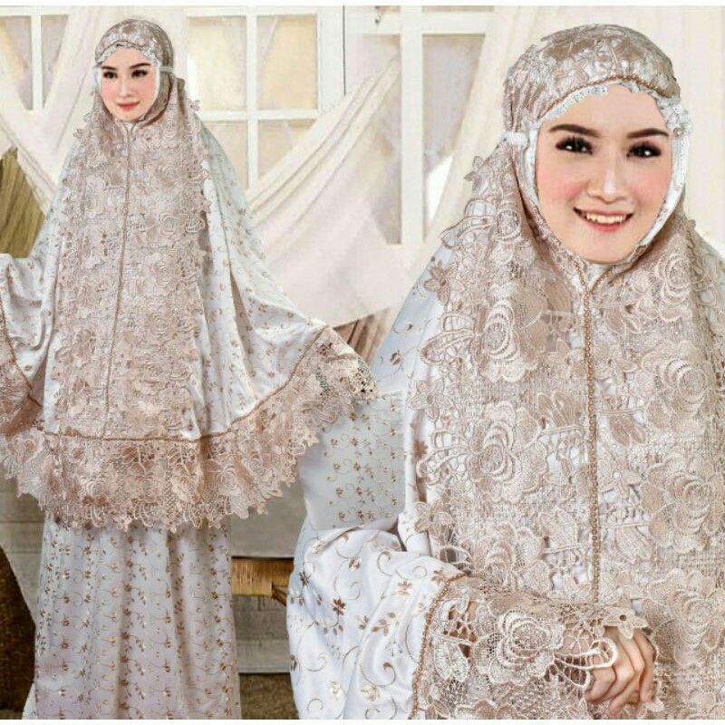 COD✅ )Mukena Dewasa Renda Premium Bahan Sutra Velvet Aplikasi Mote Tampak Mewah High Quality