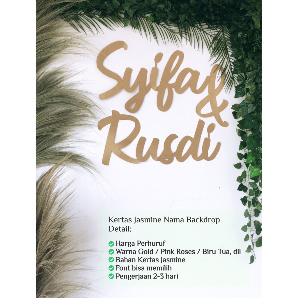 ID PARTYPLANNERKUU CUSTOM TULISAN NAMA PER HURUF DEKORASI ULANG TAHUN TASYAKURAN KERTAS JASMINE