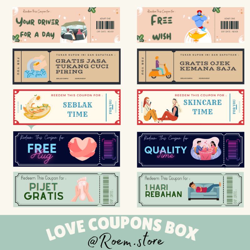 [Love Coupons] Love Coupon Kupon Kado Hadiah Birthday Anniversary