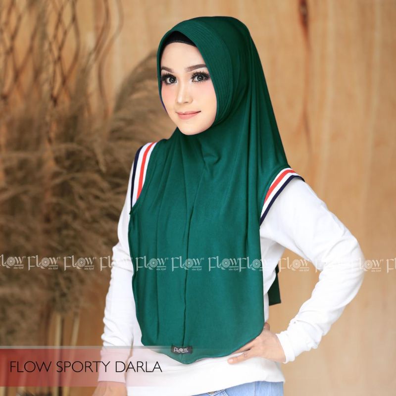 jilbab instan darla sporty / hijab sporty ori flow-Emerald