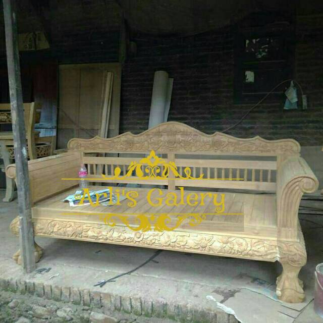 Bangku bale bale resban madura mentahan kayu jati furniture jepara