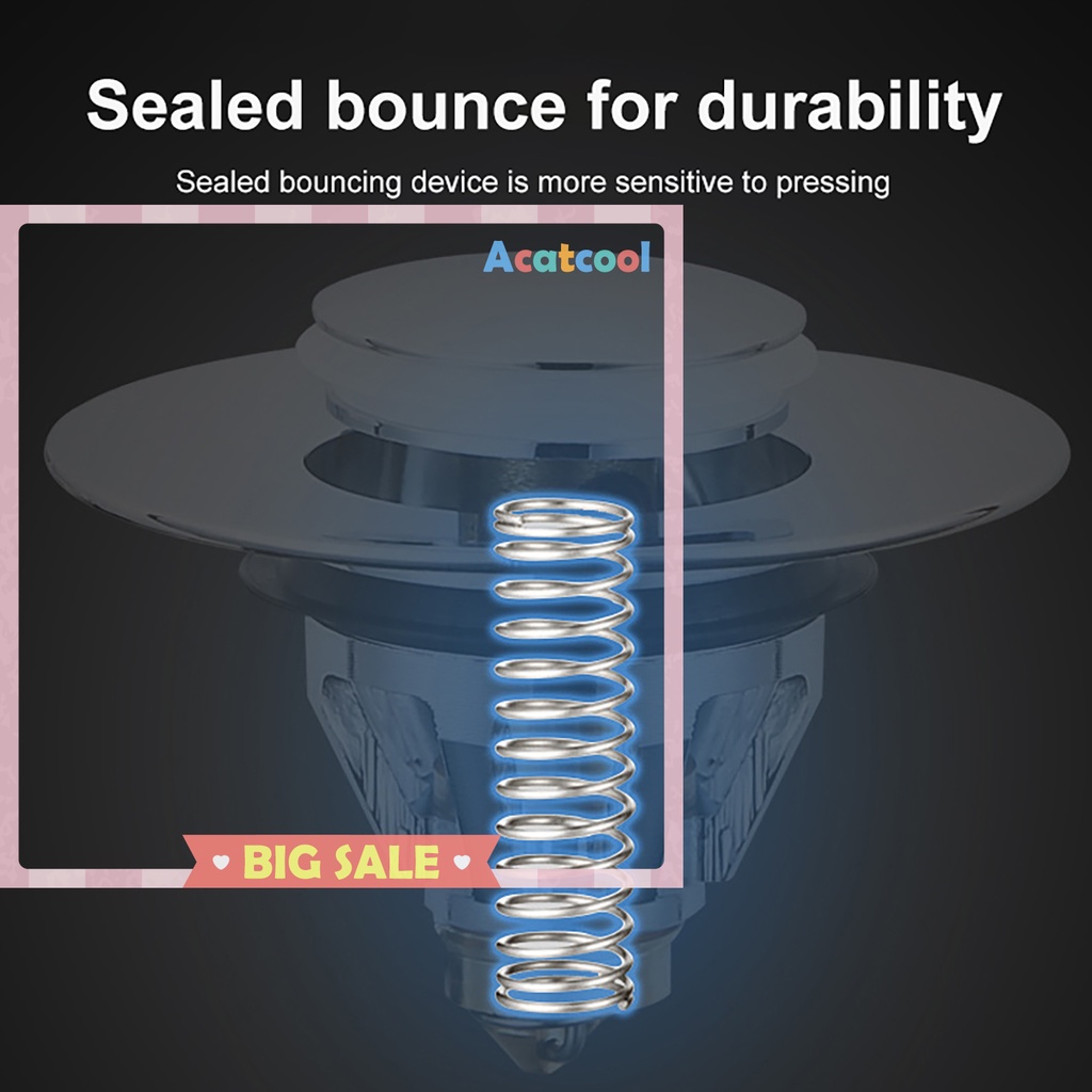 Stainless Steel Bathroom Sink Plug Bathtub Wash Basin Bounce Drain Filter