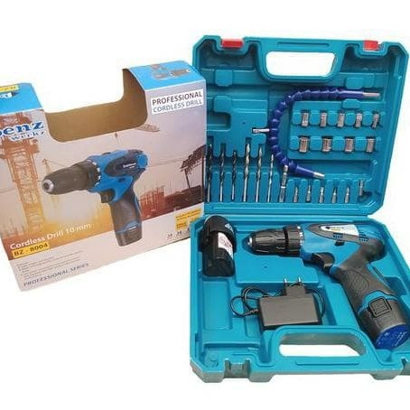 BENZ CORDLESS Drill 12Volt BENZ 24 Pcs Set Bor Tangan Baterai 12 V CBD-0104