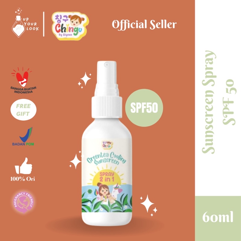 (READY STOCK) sunscreen spray Greentea Cooling chingu by kiyowo spf 50 BPOM tabir surya