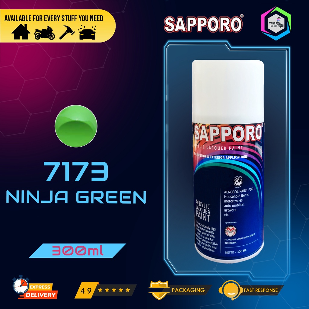 Cat Semprot SAPPORO Paint - 7173 NINJA GREEN Helm/Motor/Gundam/Body