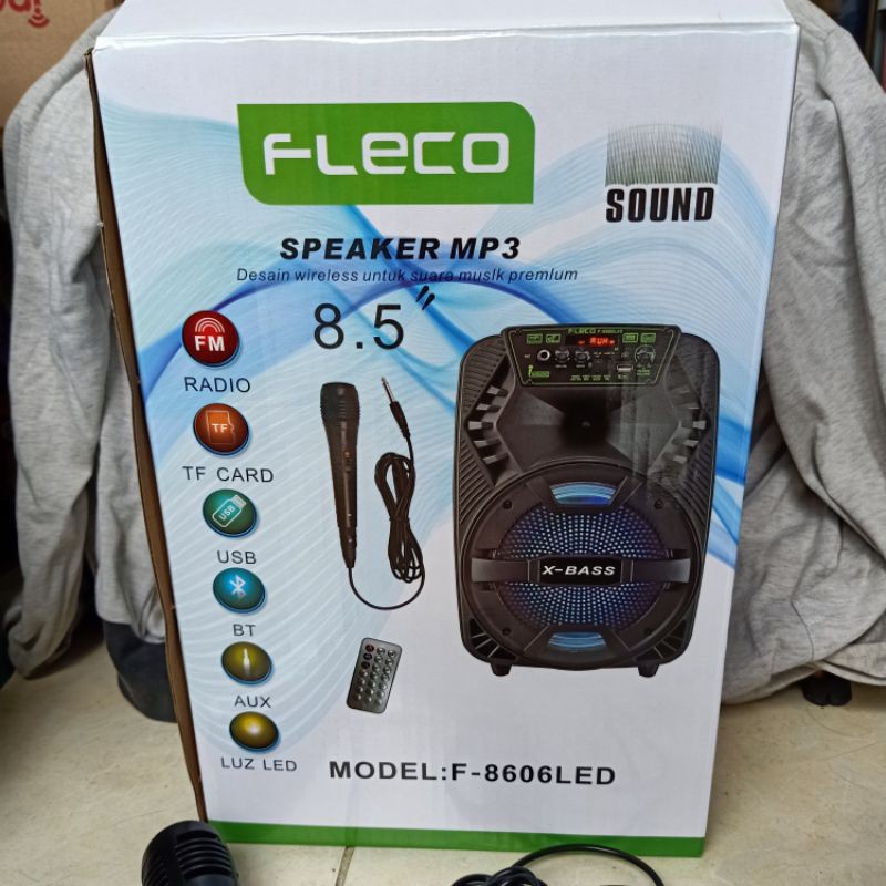 PROMO - SPEAKER KARAOKE FLECO-8606LED SPEAKER AKTIF BONUS MICROFON + REMOT SPEAKER BLUETOOTH FLECO F-8606 LED 8'5 INCH | FMS